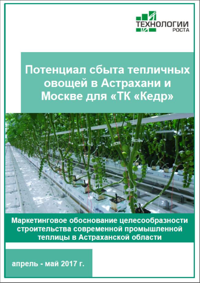 Потенциал сбыта тепличных овощей в Астрахани и Москве для 